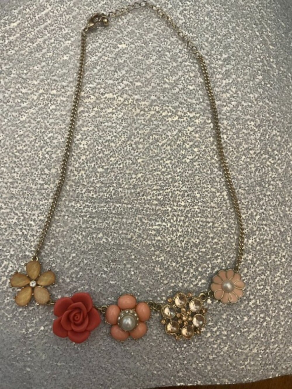 LC Lauren Conrad Coral and Pink Flower Statement Necklace